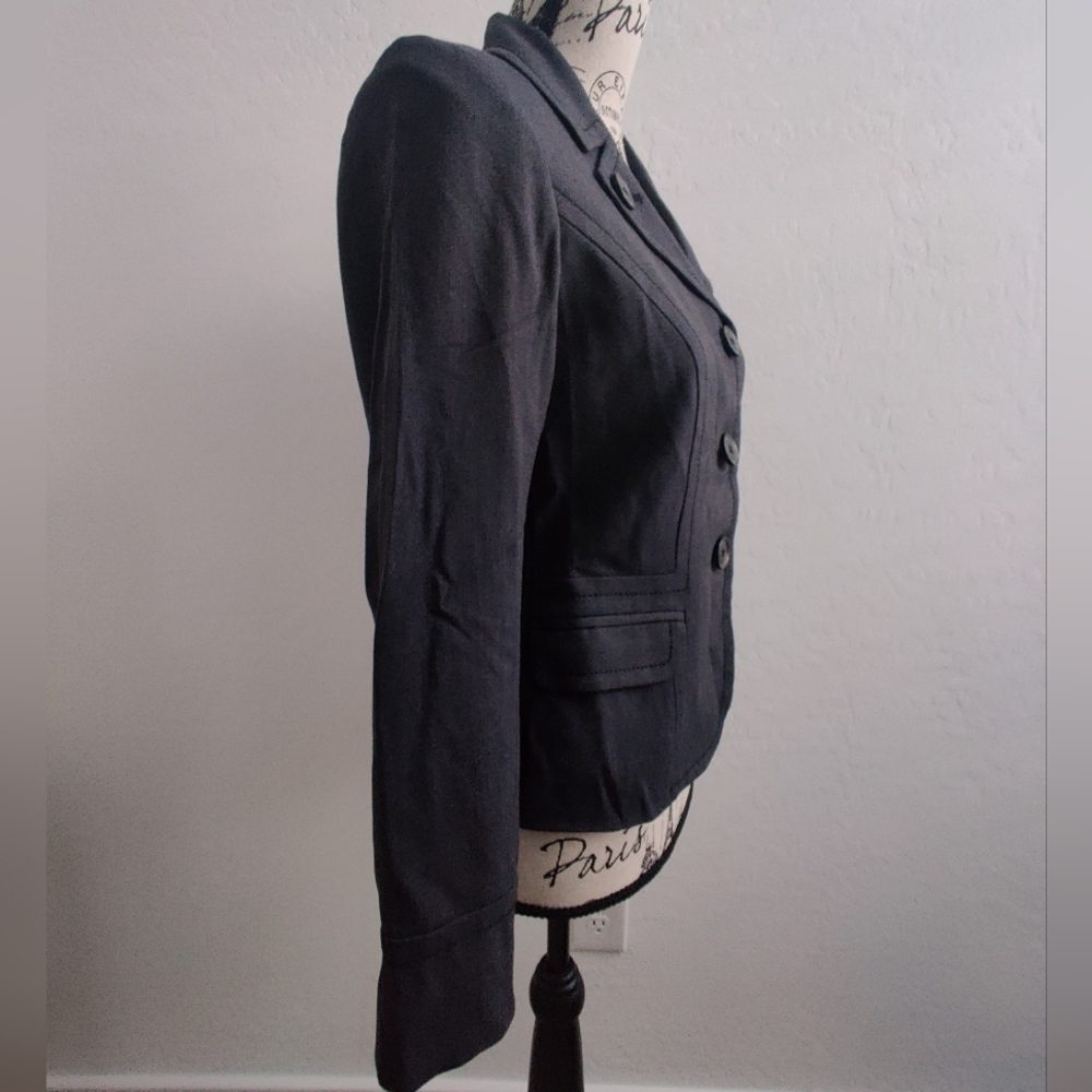 Ann Taylor Loft Dark Gray Business Casual Office Work Petite Blazer_4P - Picture 2 of 8
